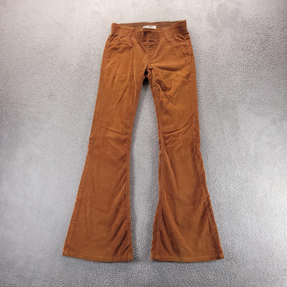 Free People Pants Womens 25 Orange Corduroy Flare Pull On Stretch Boho Hippie